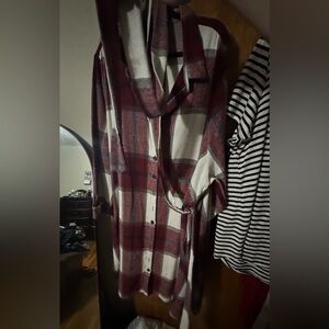 BloomChic Burgundy and Gray Plaid Dress